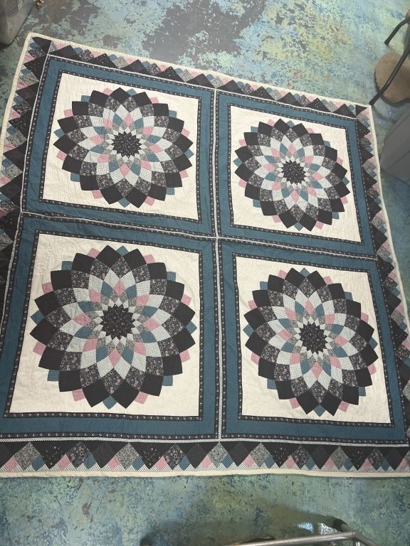 Lot 201: Hand Made Quilt Blue Springs and Floral