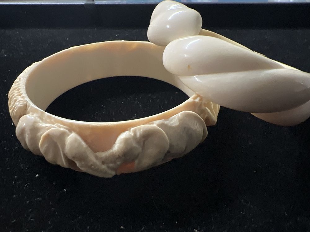 Lot 224: Carved Ivory Bangle Bracelets