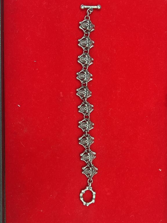 Lot 248: Sterling Silver Skull Bracelet