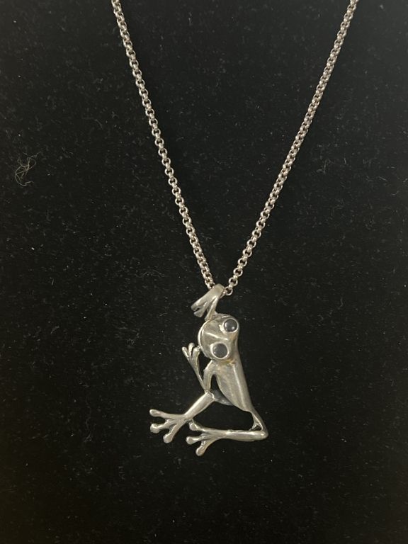 Lot 278: Sterling Frog with Necklace