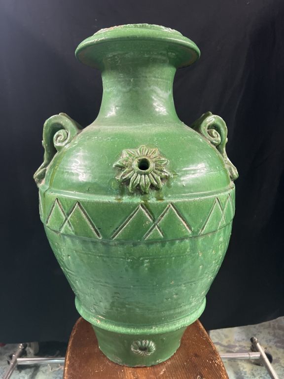 Lot 298: Vintage Green Glazed Wine Jug