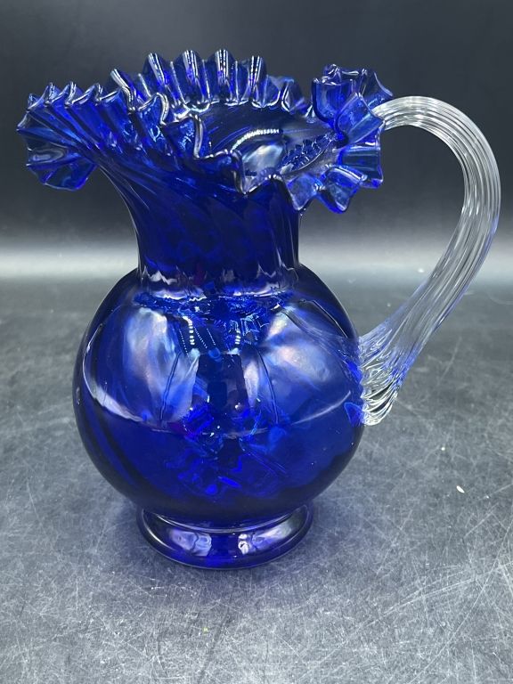 Lot 184: Murano Colbalt Blue Glass Pitcher