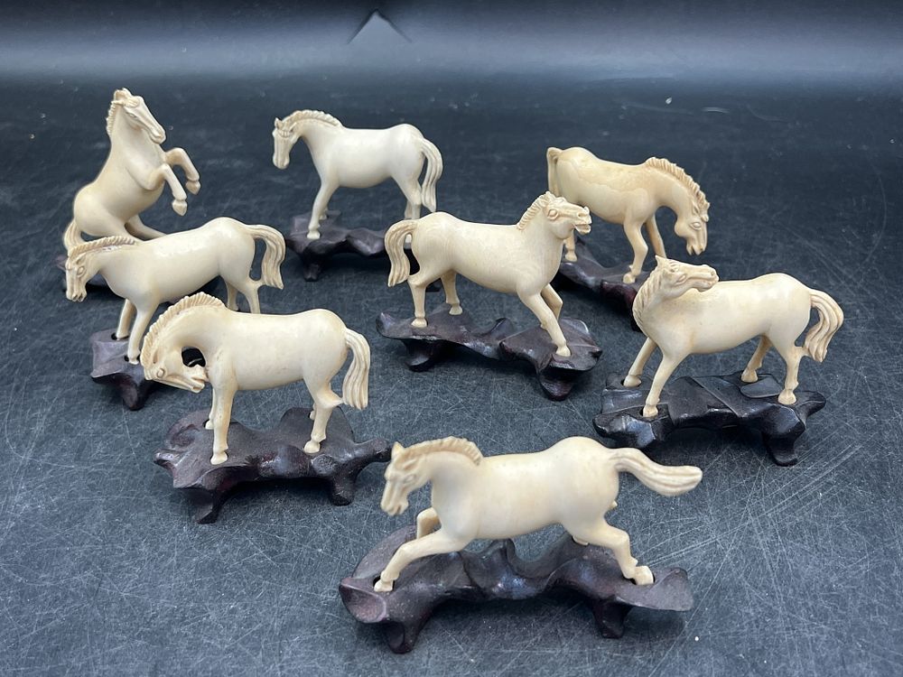Lot 221: Carved Horses with Stands