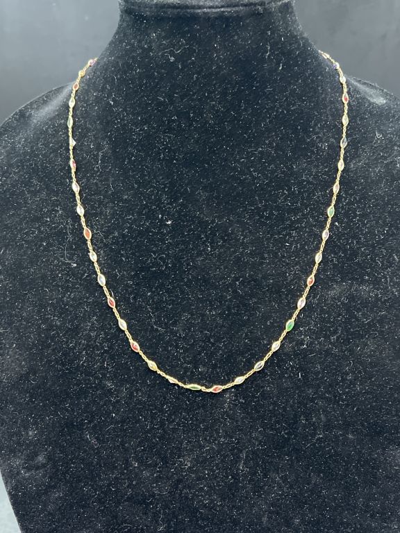 Lot 230: 14kt Gold Necklace with Gemstones