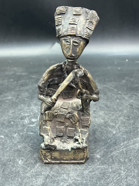 Lot 244: Vintage Benin Bronze Sculpture Dwarf Warrior