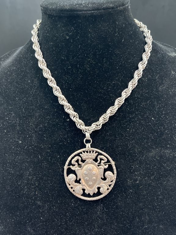 Lot 249: Sterling Chain and Pendant /Brooch