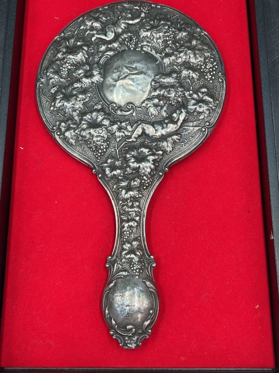 Lot 251: Vintage Sterling Silver Victorian Mirror