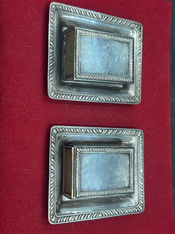 Lot 294: Sterling Match Covers and Trays