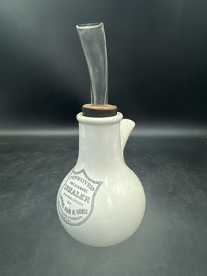 Vintage Improved Earthenware Inhaler. Made by S. Maw, Son & Sons in London England. Invented in