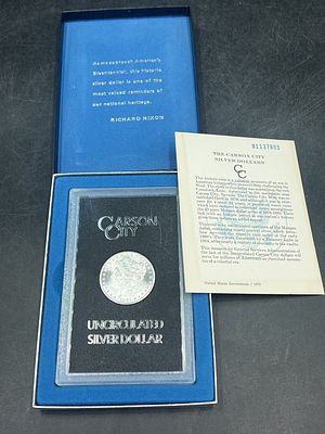 1881-CC GSA Morgan Silver Dollar Beautiful BU Coin. 1881 CC $1 Morgan Silver Dollar GSA w/ COA &