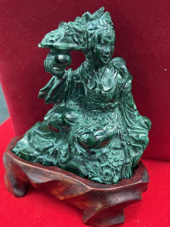 Lot 152: Vintage Chinese Carved Malachite Figure