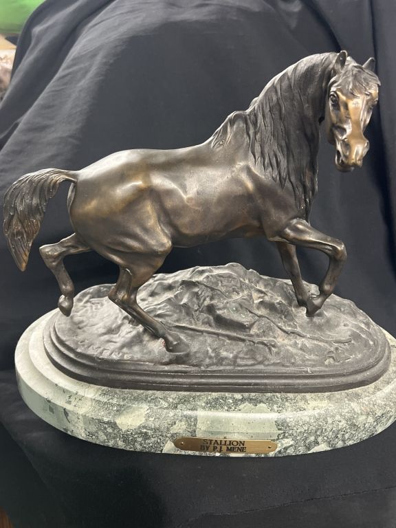 Lot 212: Pierre Jules Mene Arabian Stallion Bronze Sculpture