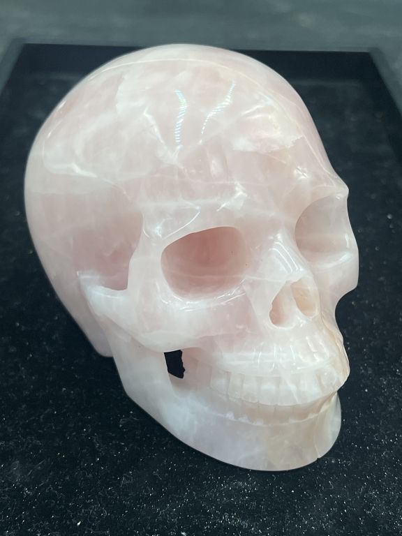 Lot 243: Carved Rose Quartz Skull