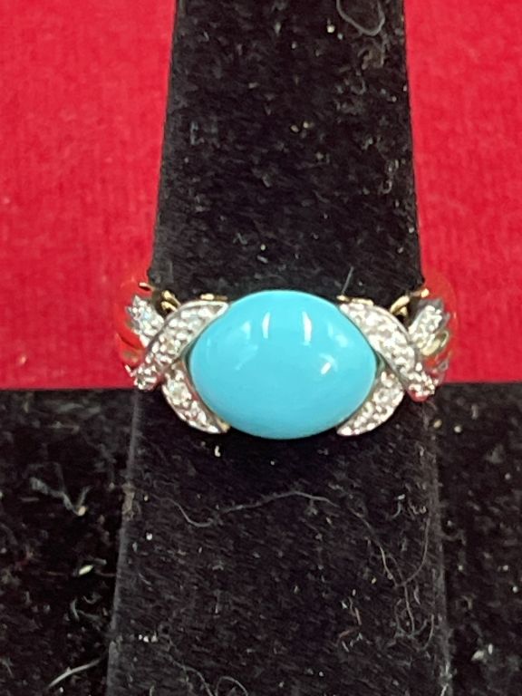Lot 250: 14kt Gold Ring with Turquoise