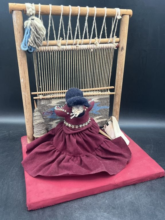 Lot 293: Vintage Woman Weaving Loom