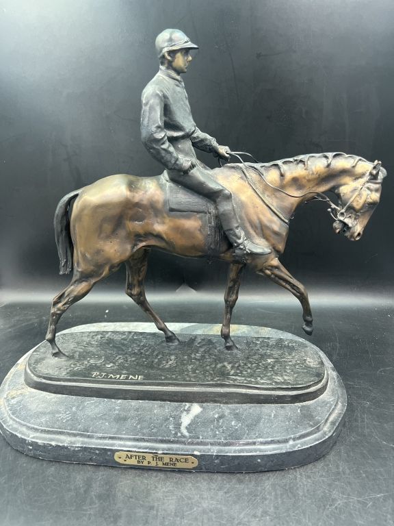 Lot 295: Bronze "After the Race" by Pierre Jules Mene