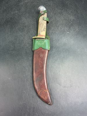 Original Buffalo Skinner Knife w/Sheath. Made in Germany with stag handle. Condition is 