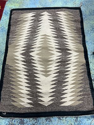 Navajo Wool Rug "Storm Pattern". Storm Pattern known for its distinct geometric design. Natural 
