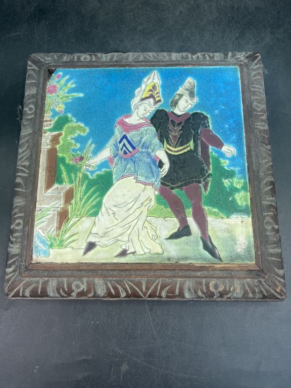 Lot 175: Vintage Ceramic Tile Hand Painted Image