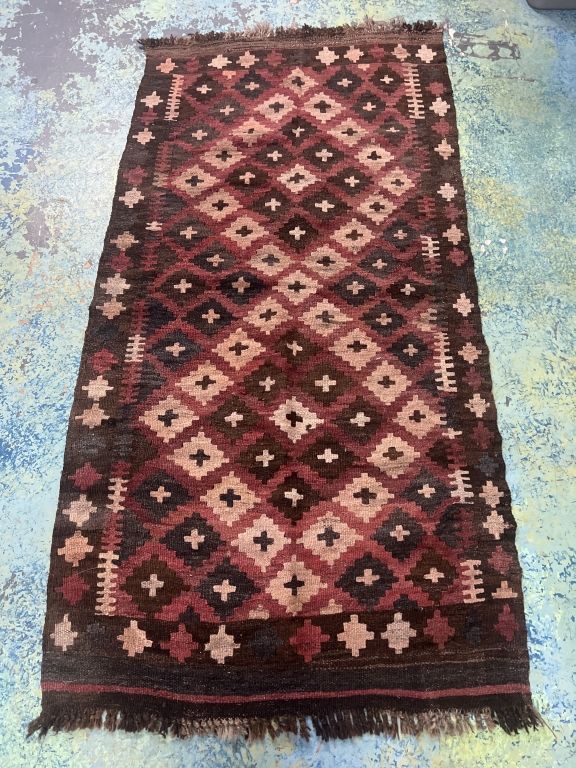 Lot 178: Vintage Red Turkish Hand Knotted Kilim