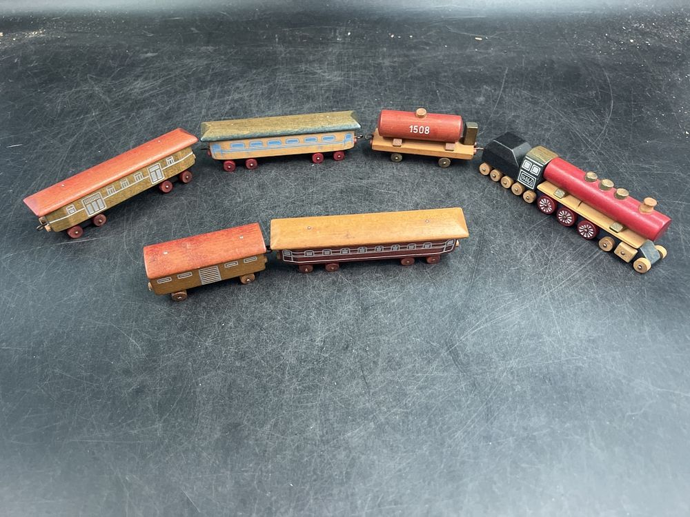 Lot 229: Vintage Wooden Toy Train Set