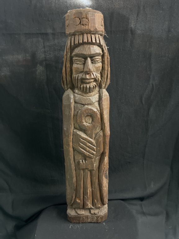 Lot 230: Antique Hand Carved Religious Wood Figure