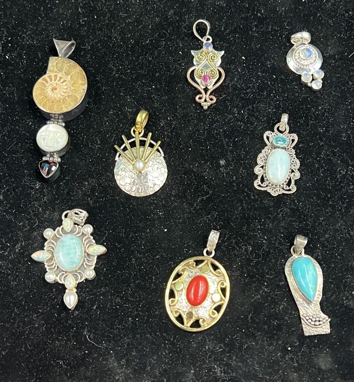 Lot 267: Sterling Gemstone Pendants