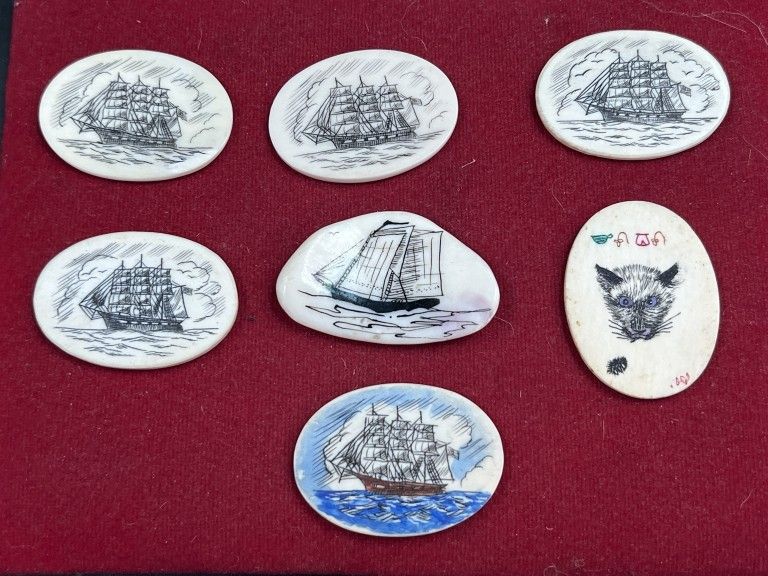 Lot 290: Scrimshaw Ivory Panels
