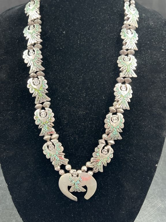 Lot 292: Native American Turquoise and Sterling Squash