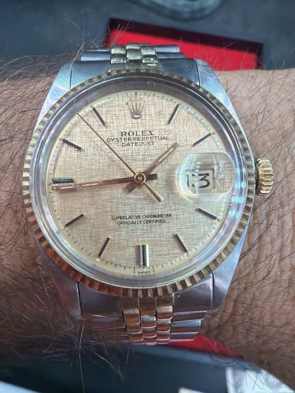 Lot 193: 14kt  Rolex Oyster Perpetual Datejust Gold Dial