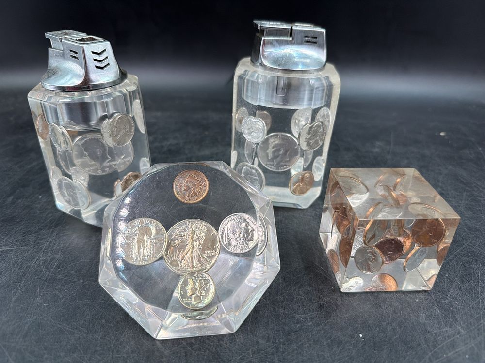 Lot 204: Vintage Lucite Containing Embedded Coins
