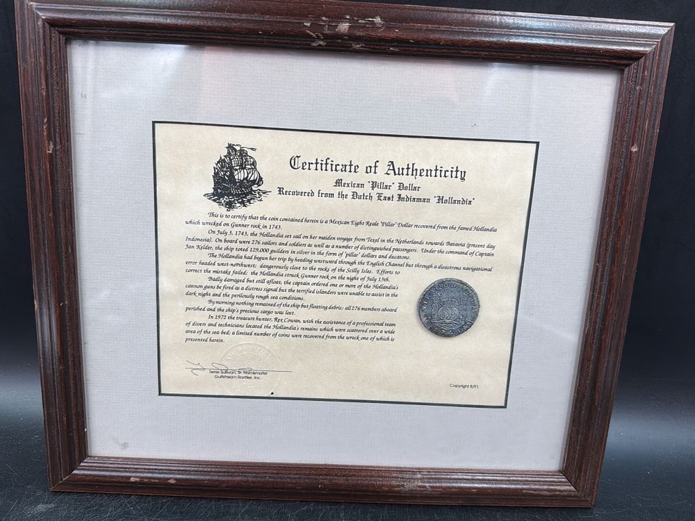 Lot 211: Shipwreck Coin with Certificate