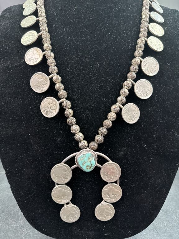 Lot 241: Vintage Sterling Buffalo Nickel Necklace
