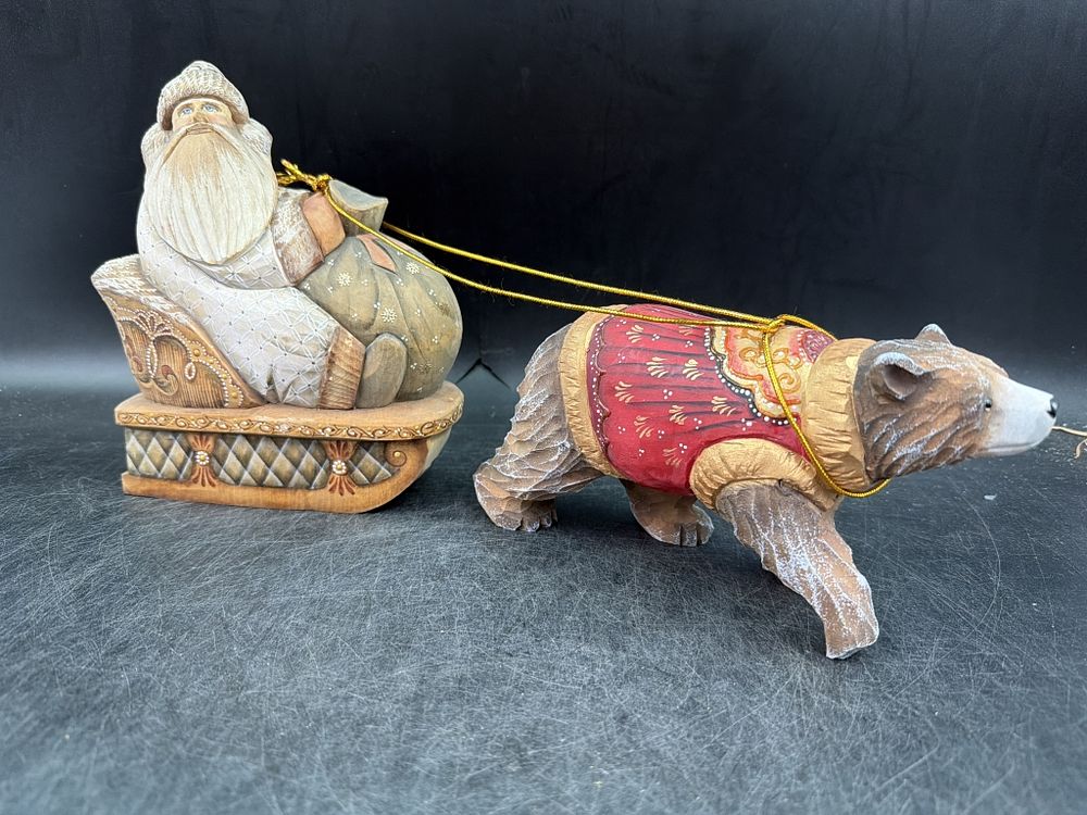Lot 253: Vintage Russian Hand Carved Christmas
