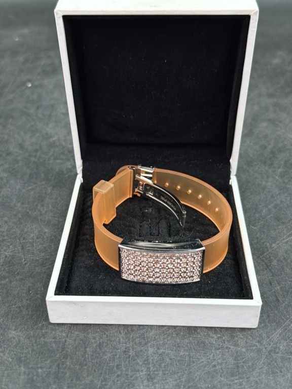 Lot 303: Swarvoski Peach Jelly Rectangle Peach Pave Crystal