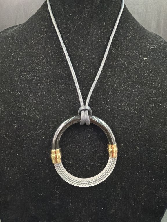 Lot 325: Lalique "1927" Crystal and Resin Cord Necklace