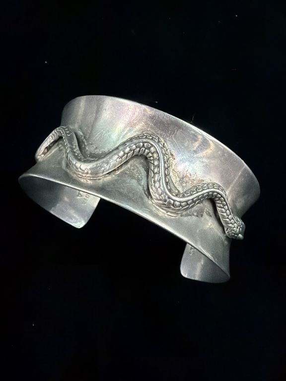 Lot 338: Sterling Native American Cuff "Signed"