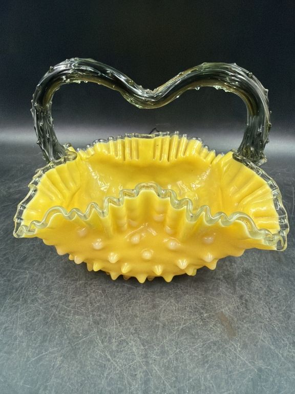 Lot 357: Victorian Style Lemon Art Glass Basket