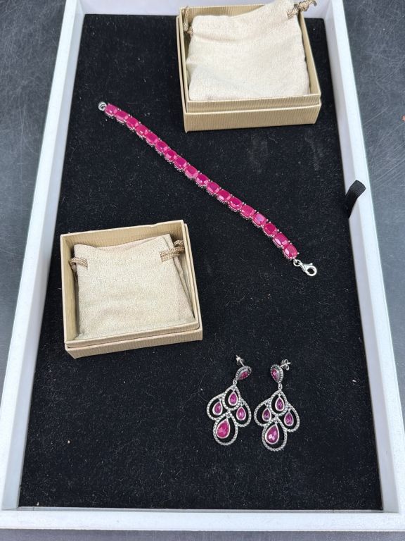 Lot 362: Sterling Bracelet with Earrings