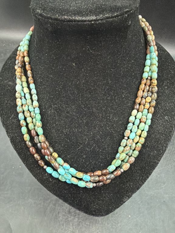 Lot 407: Jay King Multi Strand Turquoise and Brown Jasper