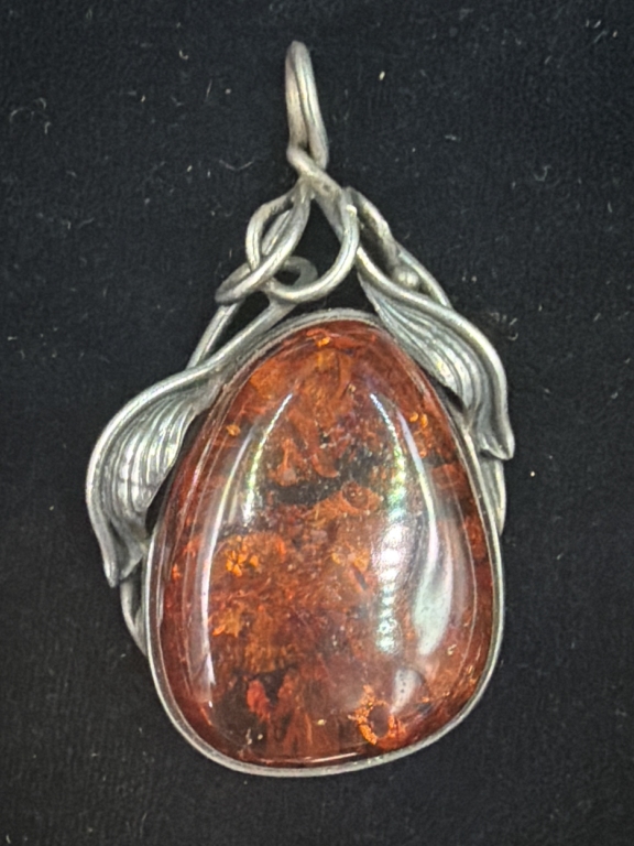 Sterling Silver Amber Pendants