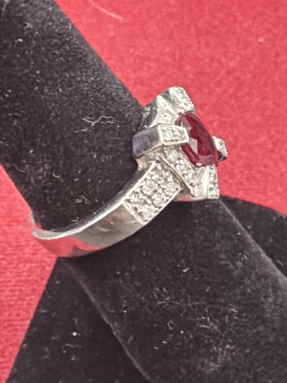 14kt White Gold Ring with Ruby