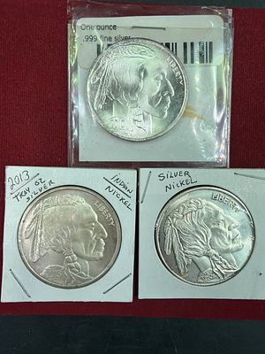 Buffalo Rounds. 1 oz .999 silver. Total of 3 in this set. See pictures. No refunds given.