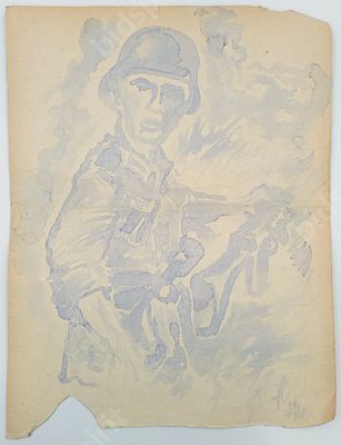 Окопное творчество. Рисунок немца. 
1940-е гг., ВОВ. 
Бумага, акварель.