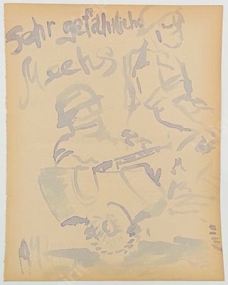 Окопное творчество. Рисунок немца. 
1940-е гг., ВОВ. 
Бумага, акварель.