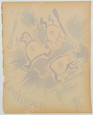 Окопное творчество. Рисунок немца. 
1940-е гг., ВОВ. 
Бумага, акварель.