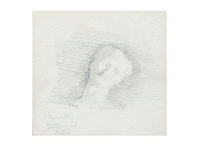 RICARDO SPRATLEY (1905-1932). “ BUSTO ” – Desenho a grafite sobre papel de pequenas dimens&otilde;es 