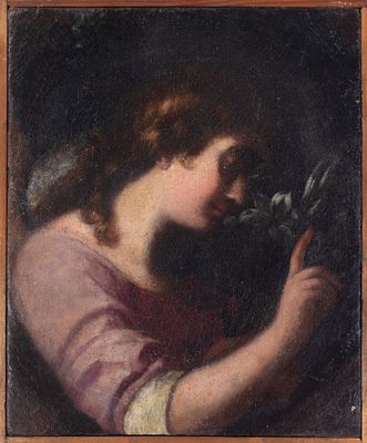 Scuola italiana del XVII secolo - Angelo Annunciante. Tecnica Olio su tela Misure 33,7x28 cm 