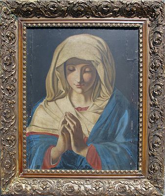 Anonimo (XIX secolo) - Madonna in preghiera (Copia dal Sassoferrato). Tecnica Olio su tela Misure 