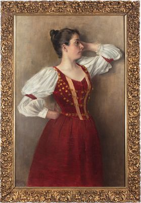 Autore del XIX secolo - Figura femminile. Tecnica Olio su tela Misure 93,5x61 cm Provenienza: 